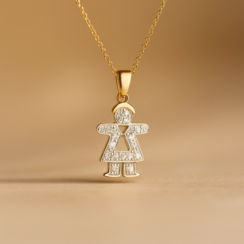 COLGANTE NIÑITA ORO AMARILLO 18K CON BRILLANTES - 2