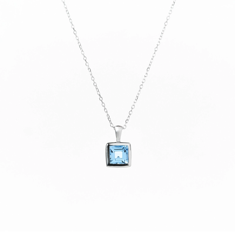 COLLAR DE TOPACIO AZUL PRINCESS EN BISEL - 1