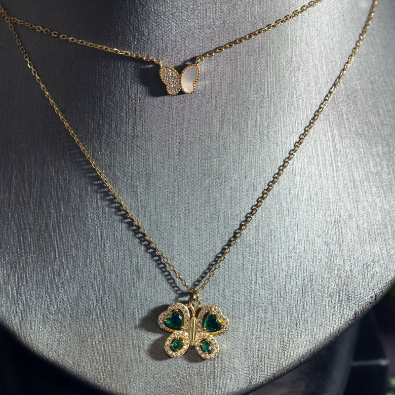 COLLAR MARIPOSA VERDE BRILLANTE - 3