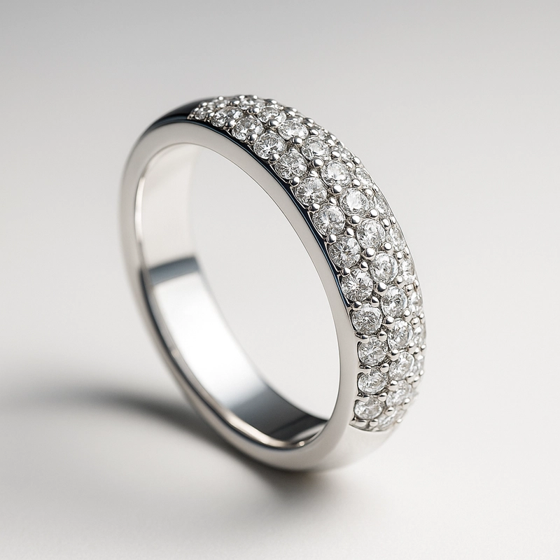 ANILLO MEDIO CINTILLO PAVE OB 0.50 CT TALLA 13 - 2