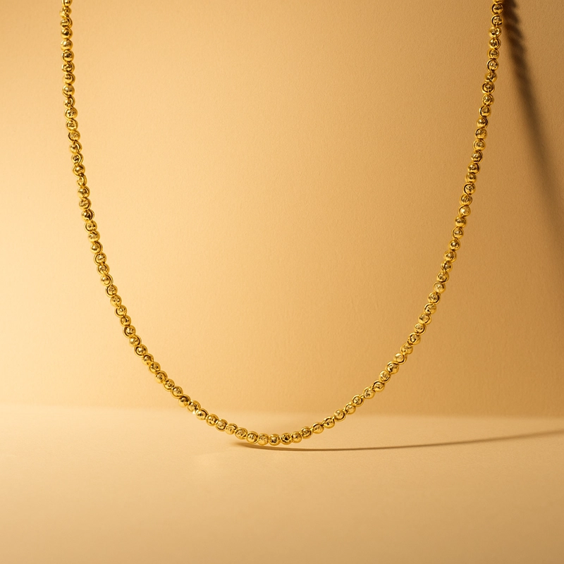 COLLAR DE ORO 18K BOLITA DIAMANTADA 42CM - 2