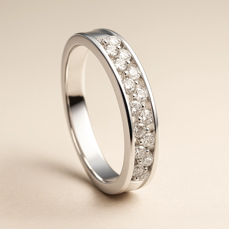 ANILLO MEDIO CINTILLO ORO BLANCO TALLA 17 - 2