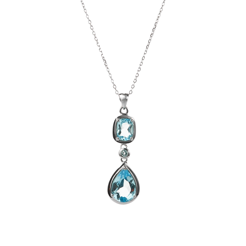 COLAR TOPACIO AZUL NATURAL EN GOTA.