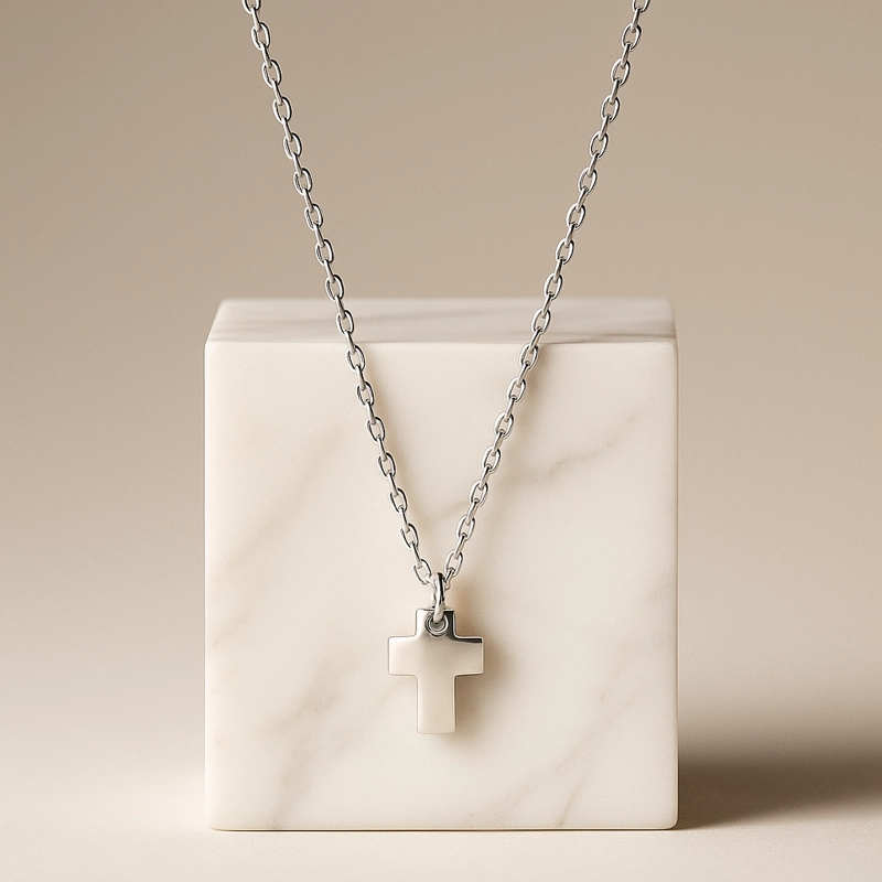 COLLAR CRUZ MINI DE PLATA - 2