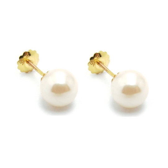 AROS PERLAS CULTIVADAS ORO 18 KT TUERCA ROSCA - 5 A 5.5 MM - 1