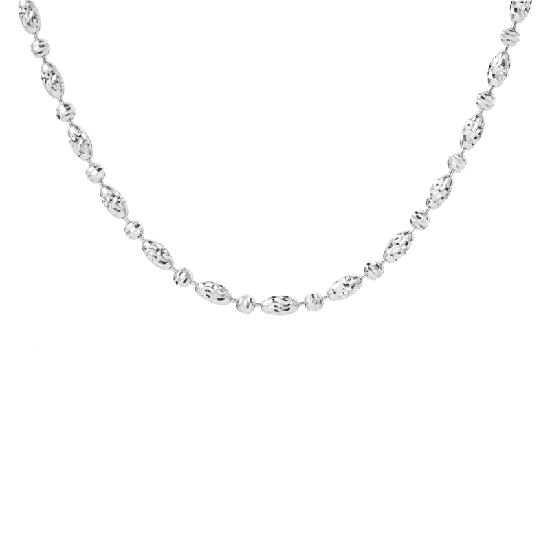 COLLAR ORO BLANCO  18 KTS BOLITA DIAMANTADA 40CM