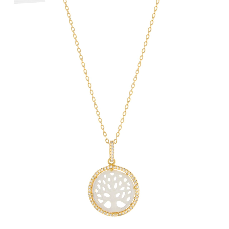 COLLAR VERMEIL DISCO CZ ARBOL DE LA VIDA PLATA
