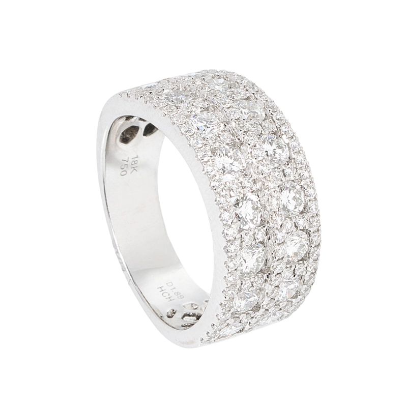 ANILLO DE ORO BLANCO 18K 5 CORRIDAS 1.89CT TALLA 15 - 1