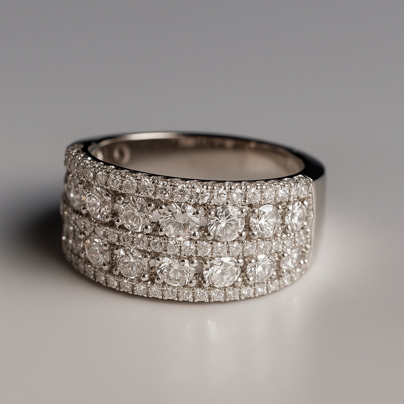 ANILLO DE ORO BLANCO 18K 5 CORRIDAS 1.89CT TALLA 15 - 2