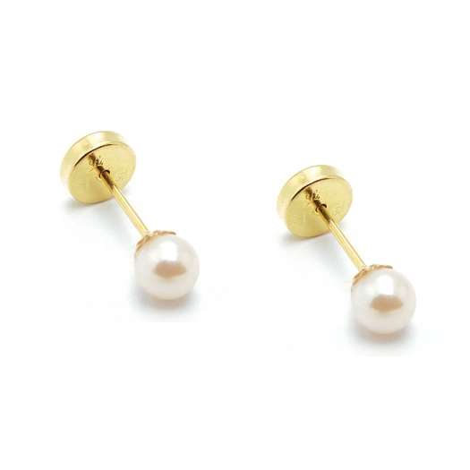 AROS PERLAS CULTIVADAS ORO 18 KT RECIEN NACIDA - 5MM - 1