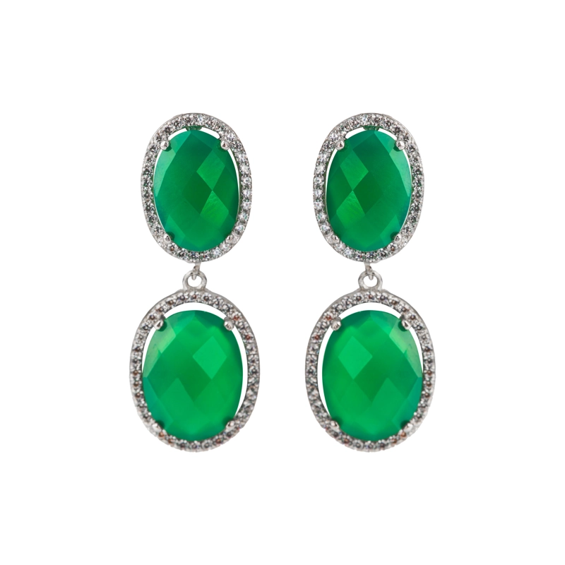 AROS LARGOS AGATA VERDE FACETADOS. - 1