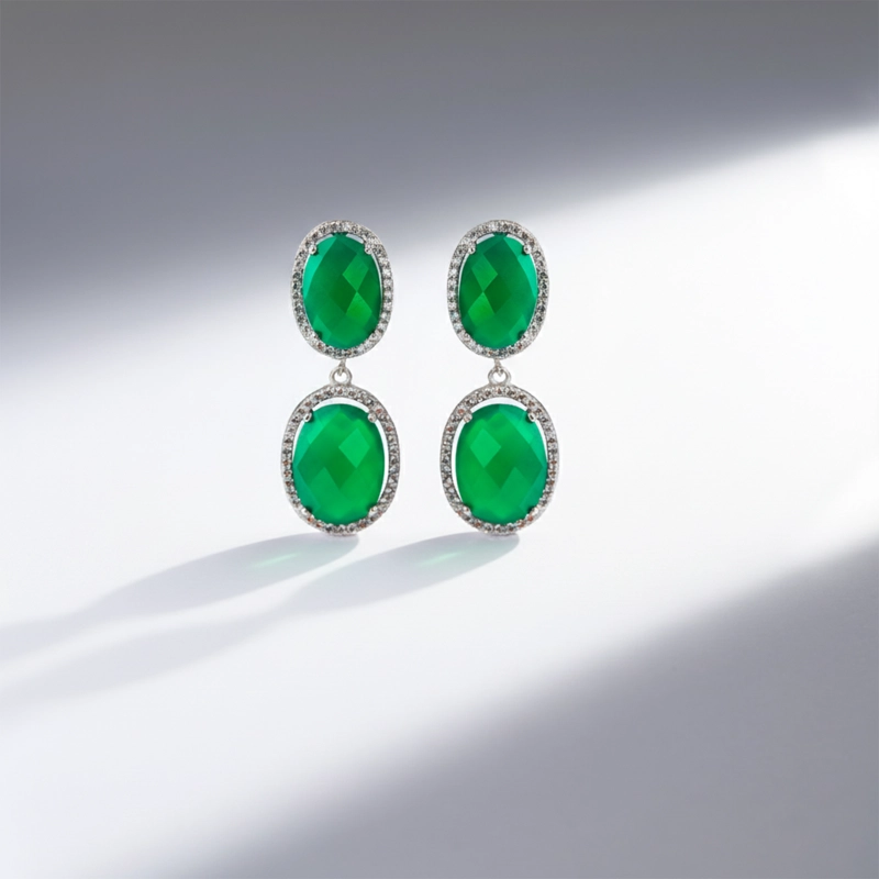 AROS LARGOS AGATA VERDE FACETADOS. - 2