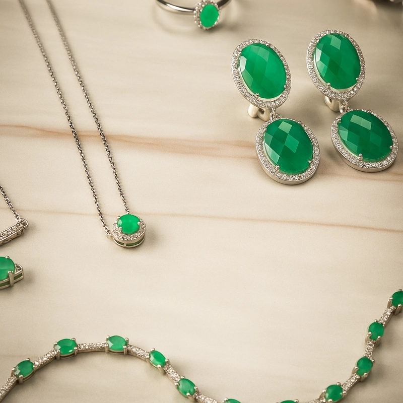 AROS LARGOS AGATA VERDE FACETADOS. - 3