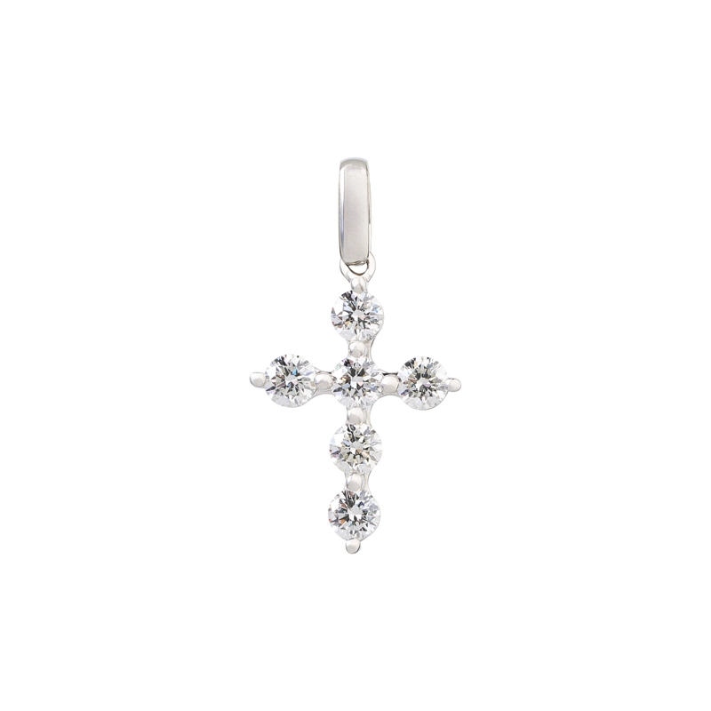 CRUZ 6 DIAMANTES ORO BLANCO 18K - 1