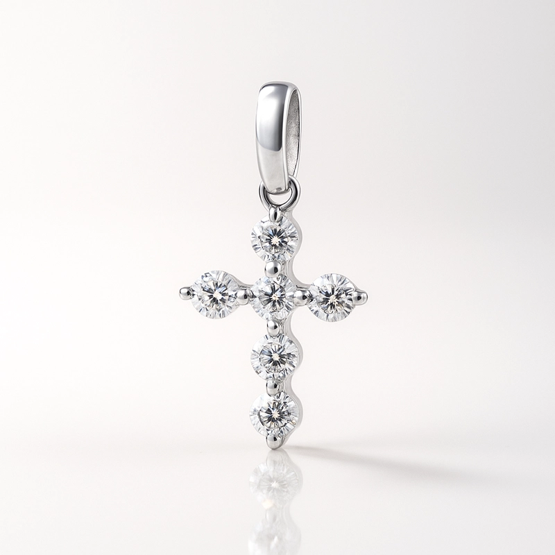 CRUZ 6 DIAMANTES ORO BLANCO 18K - 2