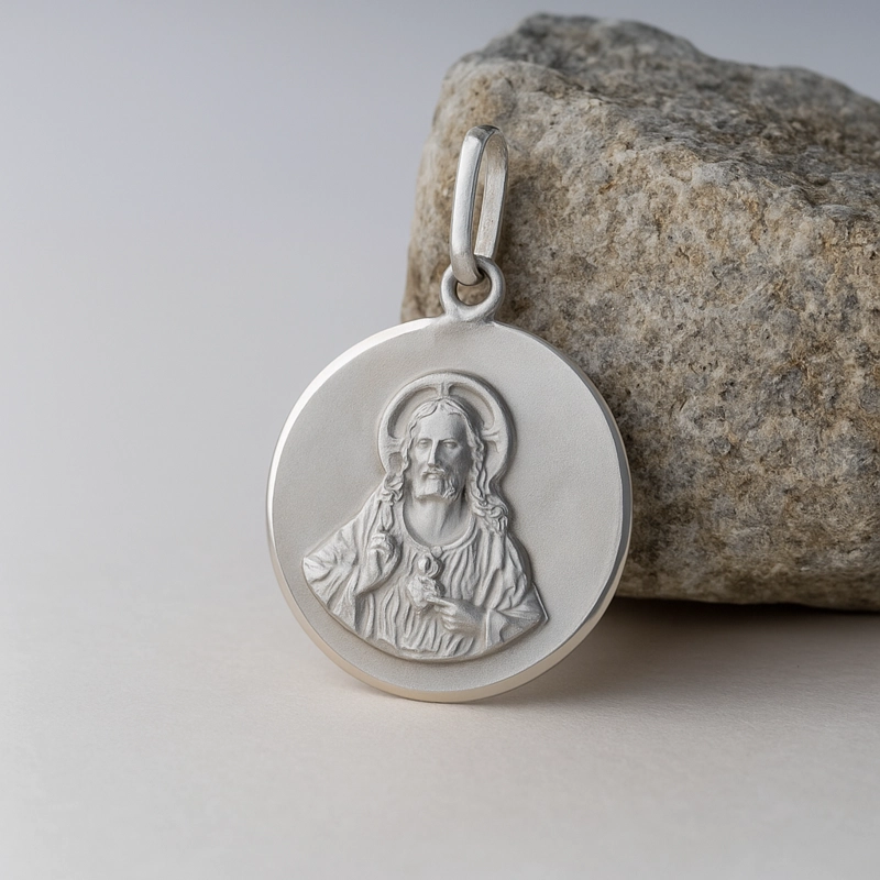 MEDALLA PLATA SAGRADO CORAZON 19MM - 2