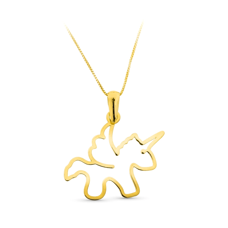 COLLAR ORO AMARILLO 18K UNICORNIO CALADO - 22X18MM - 1