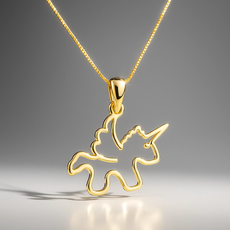 COLLAR ORO AMARILLO 18K UNICORNIO CALADO - 22X18MM - 2