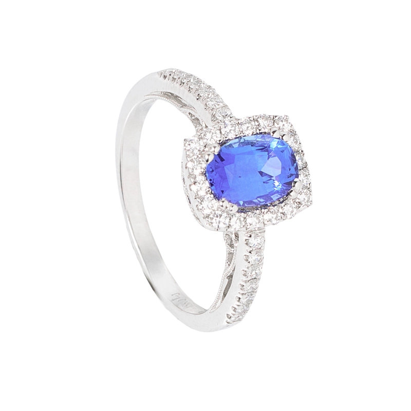 ANILLO TANZANITA Y BRILLANTES 0.63CT TALLA 15 - 1