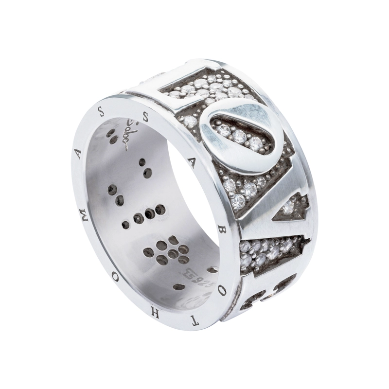 ANILLO LOVE DE CIRCONES ANCHO #14 HECHO EN ALEMANIA - 1