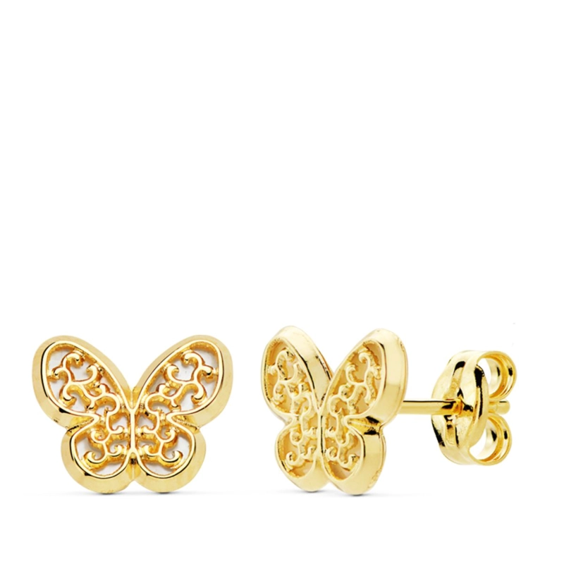 AROS ORO MARIPOSA  FILIGRANA NACAR 7MM - 1