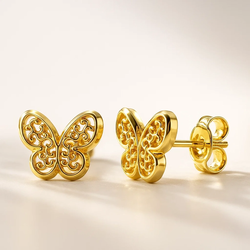 AROS ORO MARIPOSA  FILIGRANA NACAR 7MM - 2