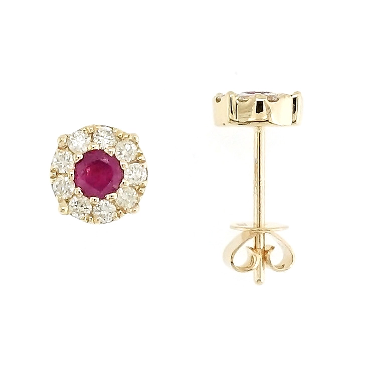 AROS ORO CENTRO RUBI Y BORDE BRILLANTES 0.29CT 7MM - 1