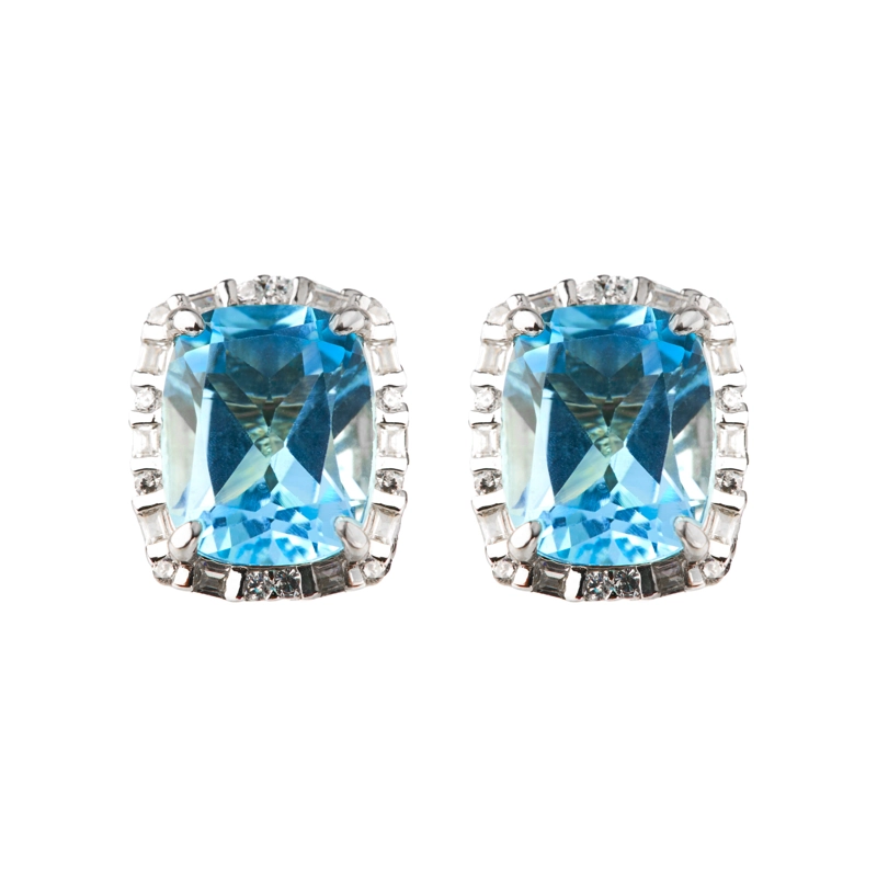 AROS TOPACIOS AZULES FACETADOS EN GRIFA - 1