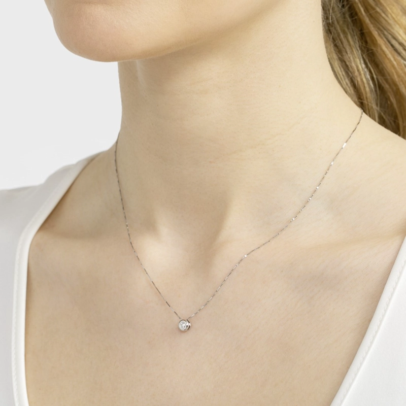 PUNTO DE LUZ ORO BLANCO 18K DIAMANTE BISEL 0.10CT - 2