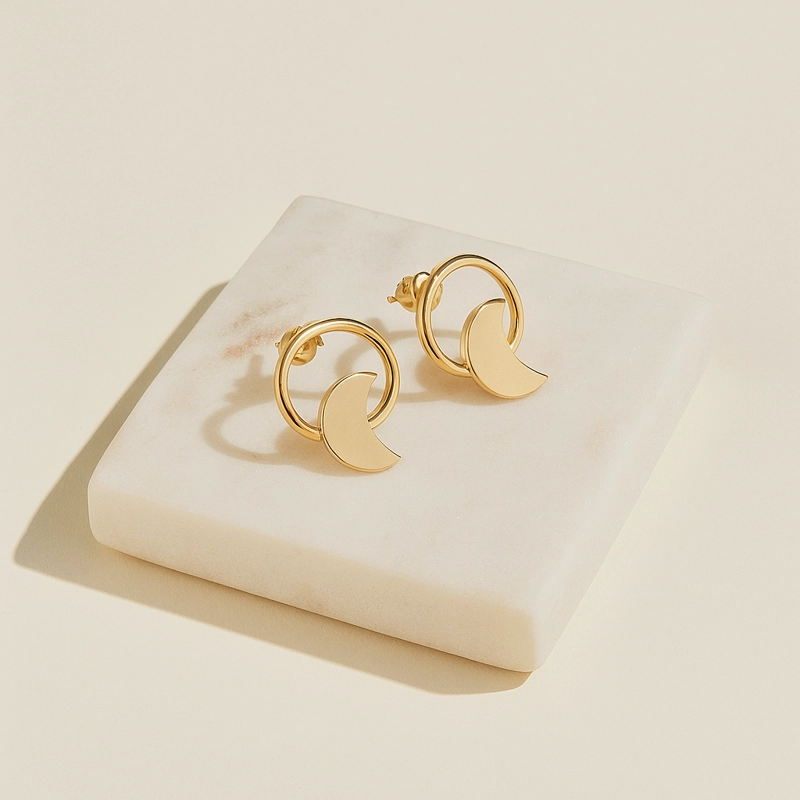 AROS LUNA CIRCULO ORO 18 KT - 2