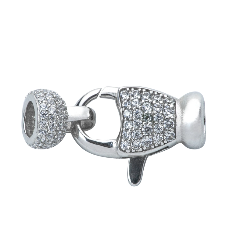 BROCHE MOSQUETON PARA PERLAS PLATA CIRCON - 1