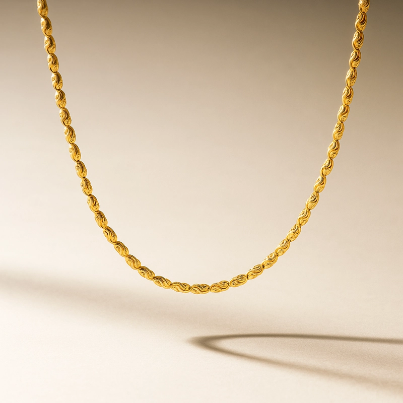 COLLAR DE ORO AMARILLO 18 KTS DIAMANTADO - 2