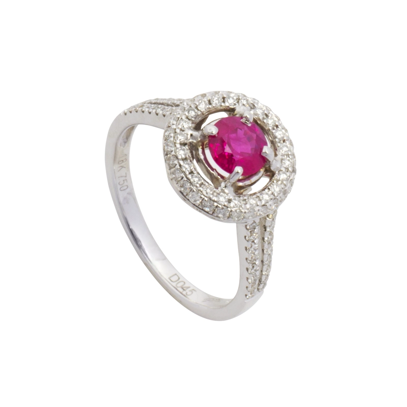 ANILLO RUBI ORO BLANCO Y BRILLANTES  0.60 CT #15 - 1