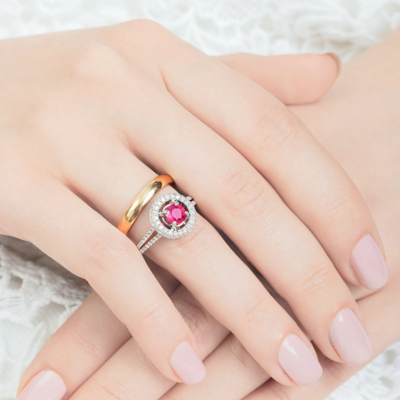 ANILLO RUBI ORO BLANCO Y BRILLANTES  0.60 CT #15 - 2