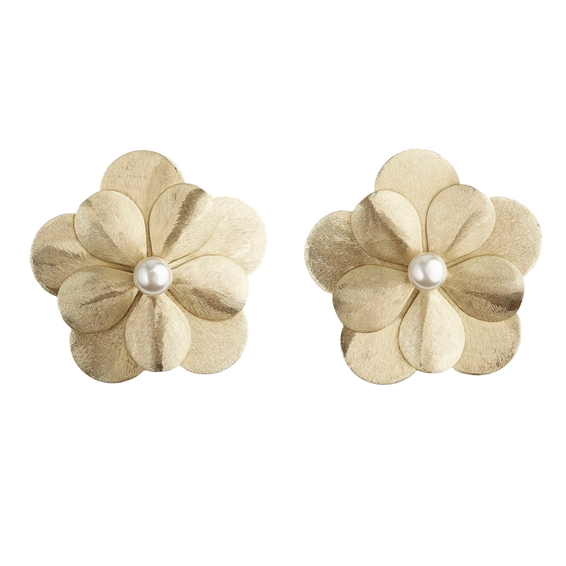 AROS FLORES GIGANTES PERLA  PLATA VERMEIL - 1