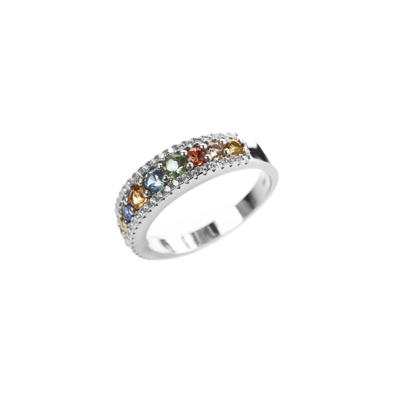 ANILLO MEDIO CINTILLO ZAFIRO DE COLORES  #11 - 1