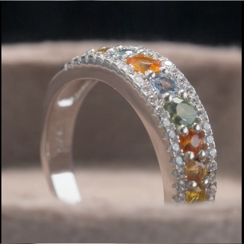 ANILLO MEDIO CINTILLO ZAFIRO DE COLORES  #11 - 3