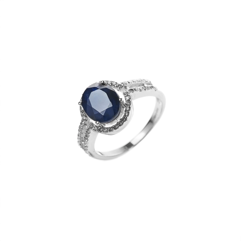 ANILLO ZAFIRO NATURAL CUERPO DOBLE  #12 - 1
