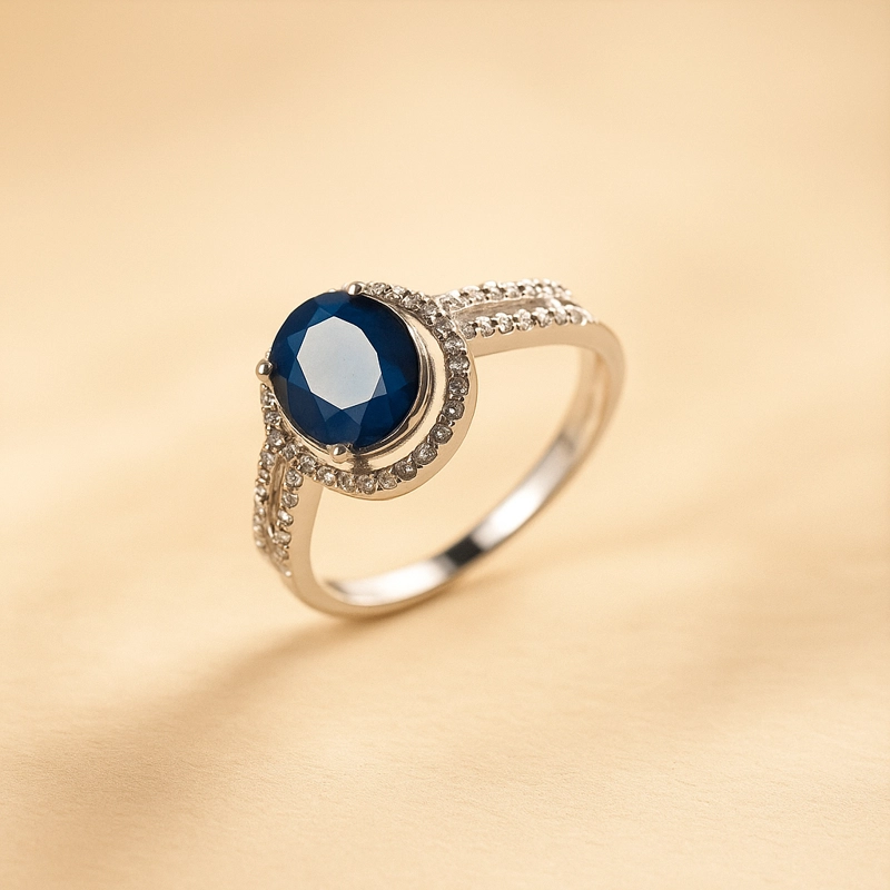ANILLO ZAFIRO NATURAL CUERPO DOBLE  #12 - 2