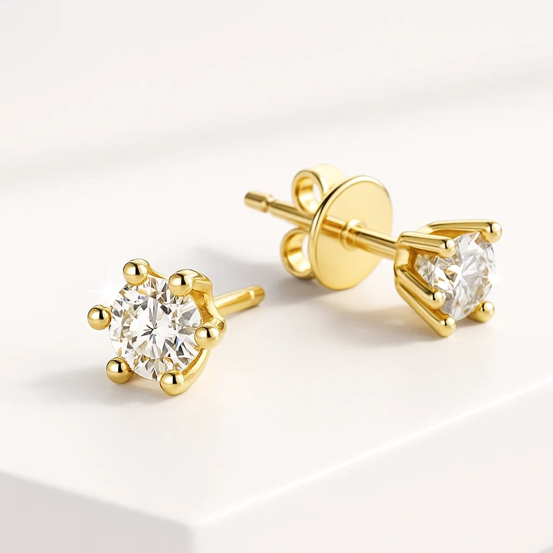 AROS PUNTO DE LUZ ORO AMARILLO 18K GRIFAS Y BRILLANTES - 2