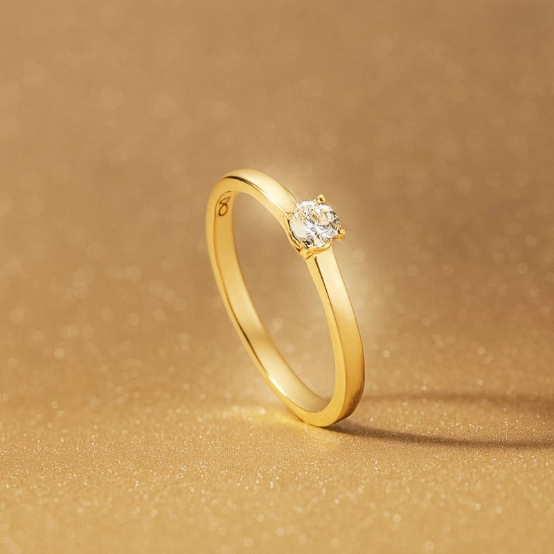 ANILLO SOLITARIO 0.20CT ORO AMARILLO #12 - 2
