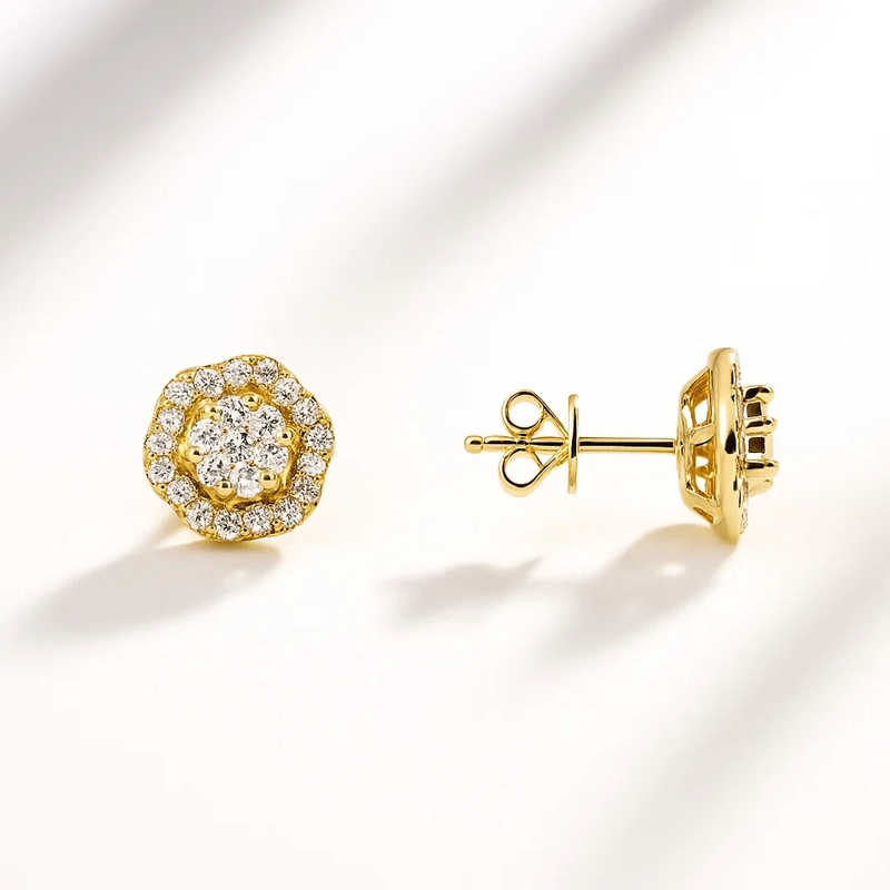 AROS SOFIA FLOR DIAMANTES EN ORO AMARILLO 18K - 2