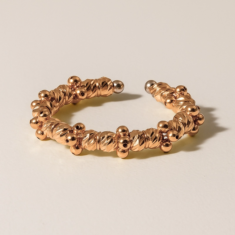 ANILLO ORO 18 KTS ROSA DIAMANTADO  ABIERTO - 2