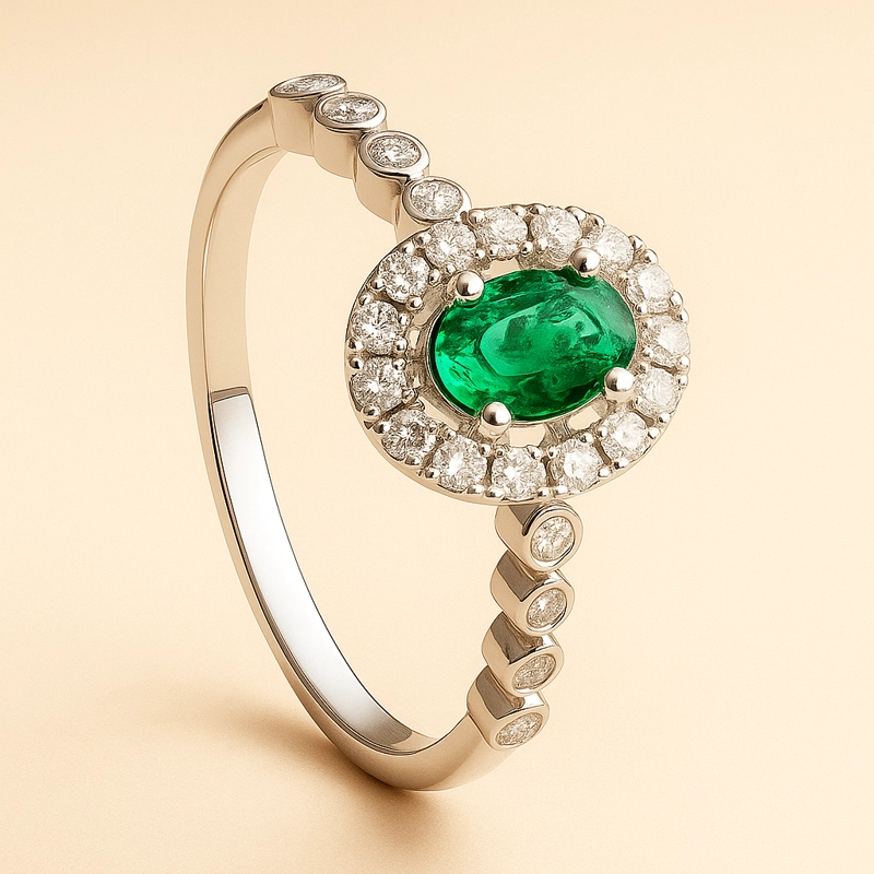 ANILLO DE ESMERALDA Y BRILLANTES TALLA 13 - 2