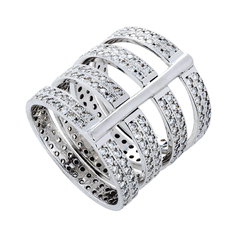 ANILLO TUBO PLATA 925 CON CIRCONES #12 - 1