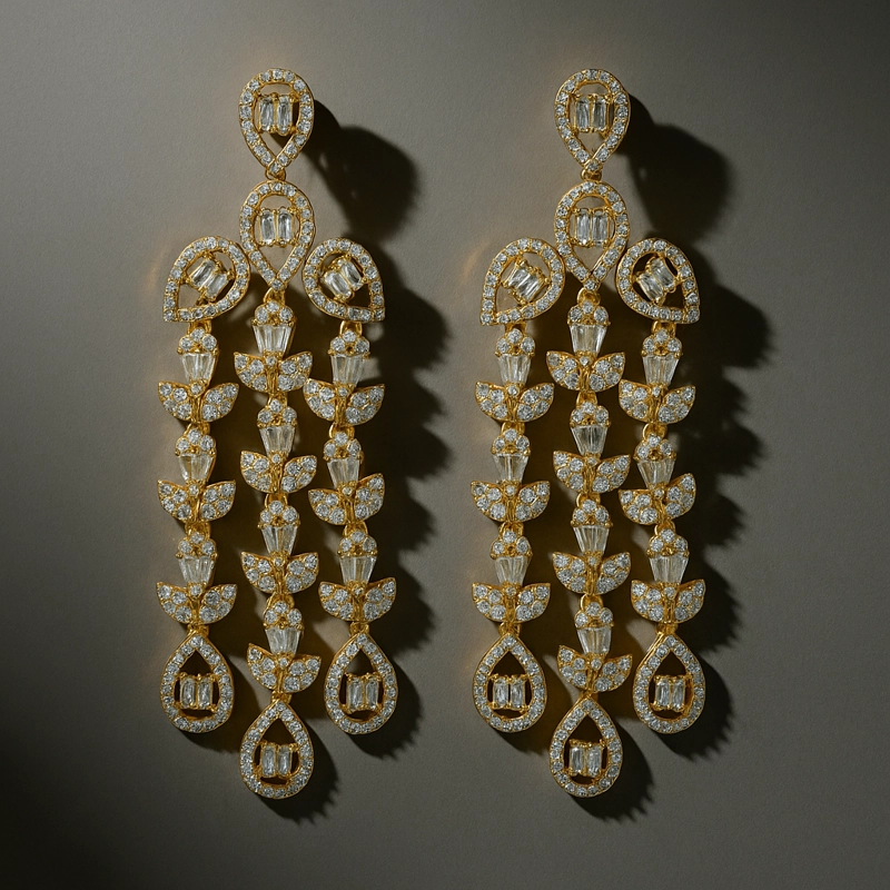 AROS CHANDELIER PLATA BAGUETTE DORADO - 2