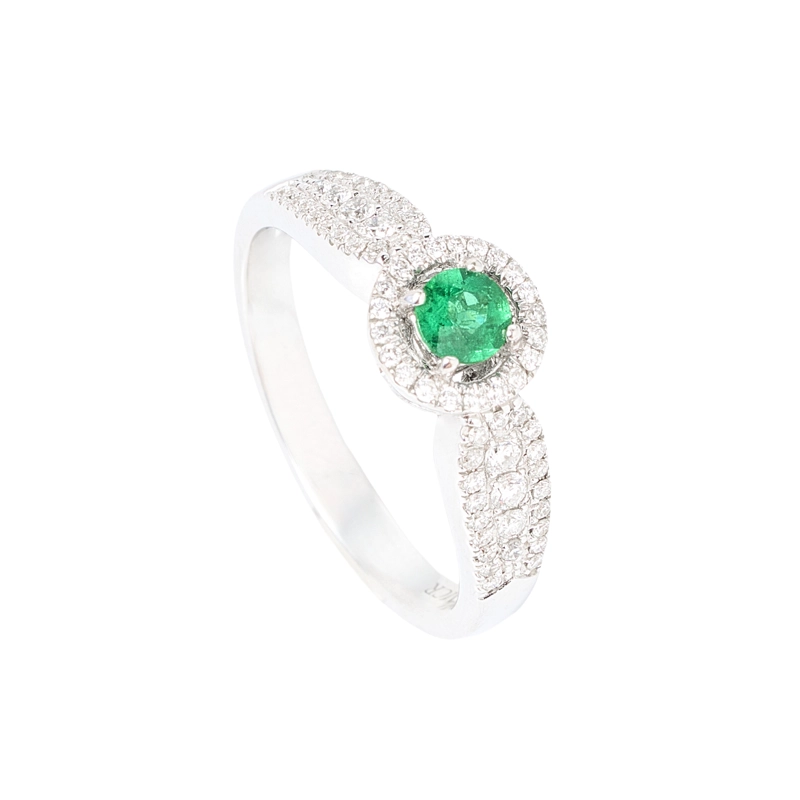 ANILLO ESMERALDA 0.29CT Y DIAMANTES 0.24CT. TALLA 13 - 1