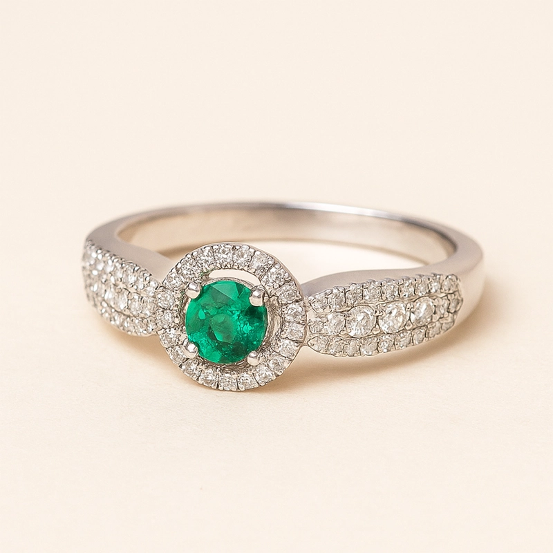 ANILLO ESMERALDA 0.29CT Y DIAMANTES 0.24CT. TALLA 13 - 2