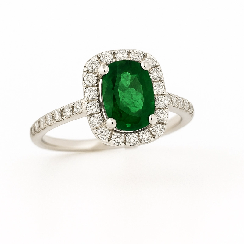 ANILLO ESMERALDA Y DIAMANTE N13 - 1