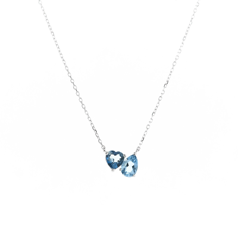 COLLAR TOPACIO AZUL NATURAL CORAZON Y GOTA - 1